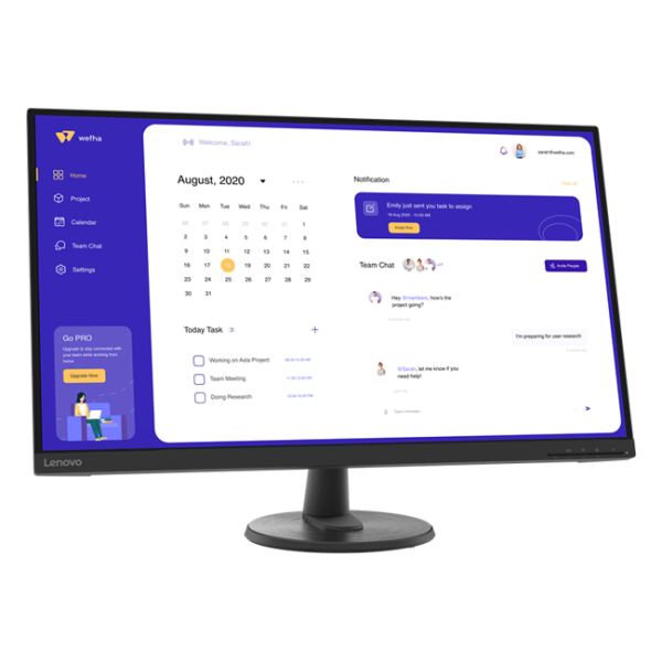 Lenovo - 32" D32u-45  Monitor, VA, 60Hz, 4mc, UHD(3840x2160) 4K, HDMI+DP+TypeC, Black