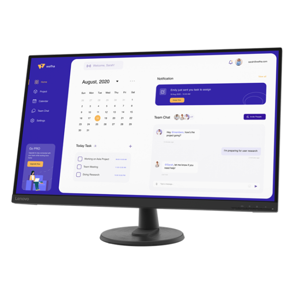 Lenovo - 32" D32u-45  Monitor, VA, 60Hz, 4mc, UHD(3840x2160) 4K, HDMI+DP+TypeC, Black