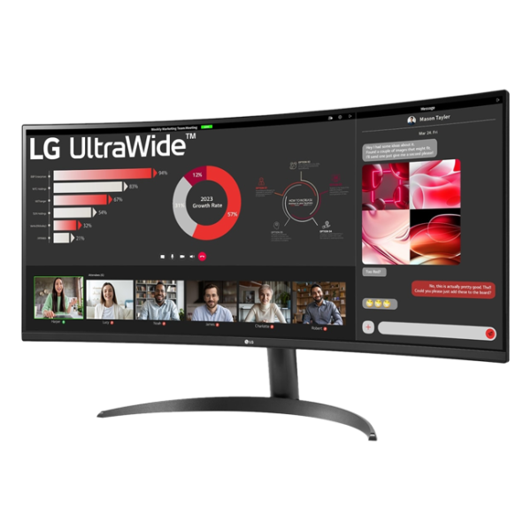 LG - 34" 34WR50QK-B Monitor, VA, 5mc, 100Hz, QHD (3440x1440), HDMI+Display Port, Black