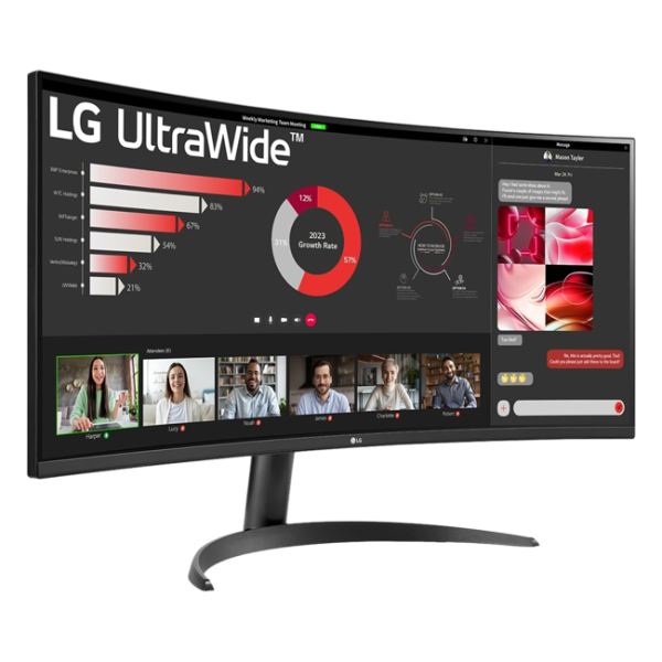 LG - 34" 34WR50QK-B Monitor, VA, 5mc, 100Hz, QHD (3440x1440), HDMI+Display Port, Black