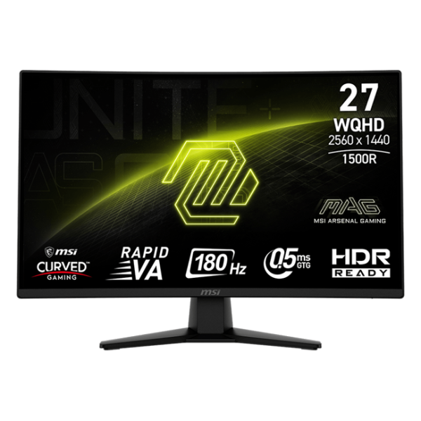 MSI - 27" MAG 274CQF Gaming Curved Monitor, VA, 0,5mc, 180hz, WQHD (2560x1440), HDMI+DP, Black