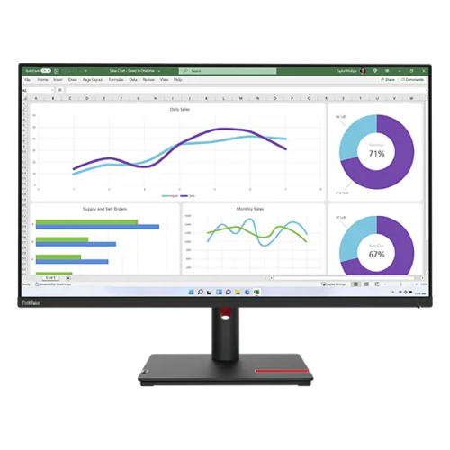 Lenovo - 32" T32h-30 Monitor, IPS, 60Hz, 4mc, 2K QHD(2560x1440), 4x TypeA+2x TypeC+HDMI+DP+RJ45, Black