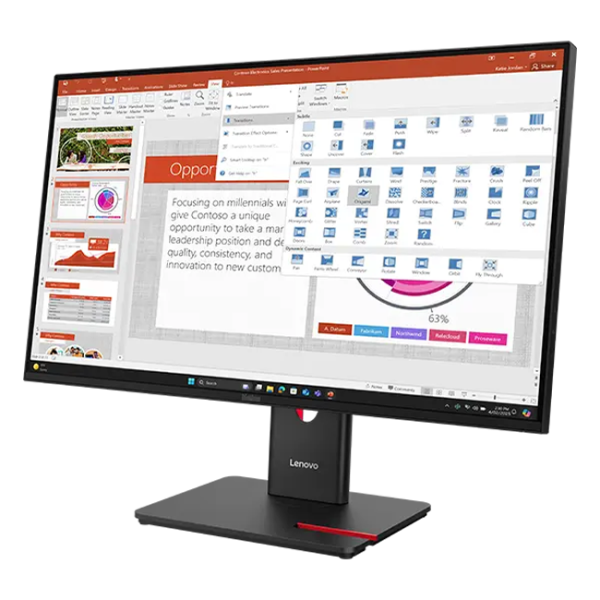 Lenovo - 27" T27-40 Monitor, IPS, 120Hz, 4mc, FHD(1920x1080), 3x TypeA+TypeC+HDMI+DP+USB-B+VGA
