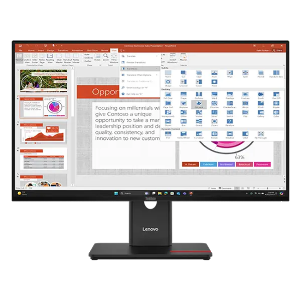 Lenovo - 27" T27-40 Monitor, IPS, 120Hz, 4mc, FHD(1920x1080), 3x TypeA+TypeC+HDMI+DP+USB-B+VGA