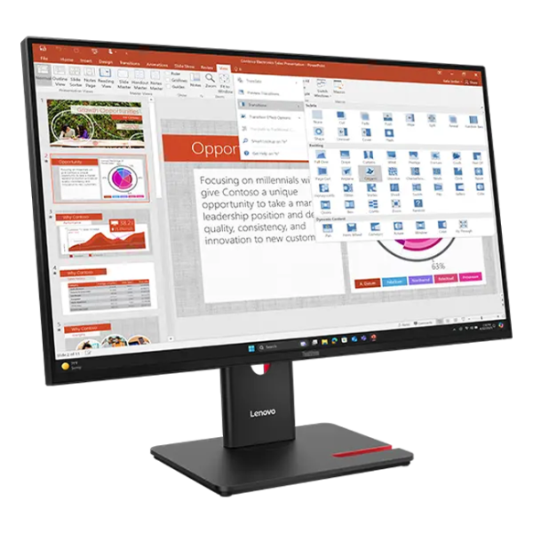 Lenovo - 27" T27-40 Monitor, IPS, 120Hz, 4mc, FHD(1920x1080), 3x TypeA+TypeC+HDMI+DP+USB-B+VGA