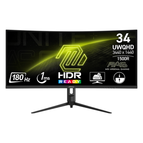 MSI - 34" MAG 342CQR E2 Curved Gaming Monitor, VA, 1mc, 180hz, UWQHD (3440x1440), HDMI+DP, Black