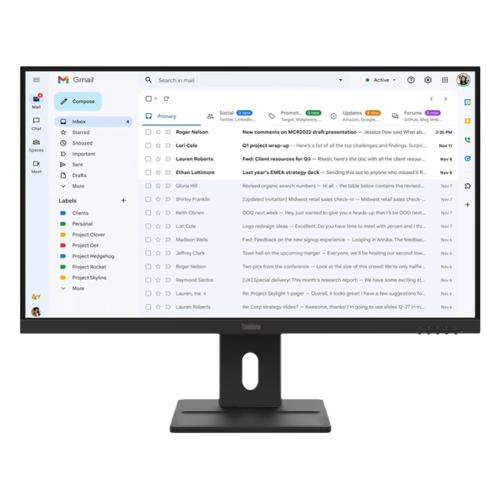Lenovo- 27" E27-40 Monitor, IPS, 4mc, 100Hz, FHD (1920x1080), HDMI+DP+VGA